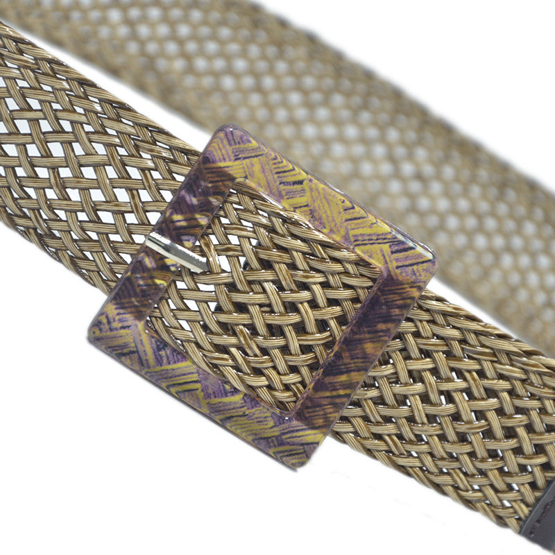 Pin buckle braided belt women