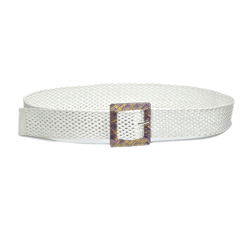 Pin buckle braided belt women