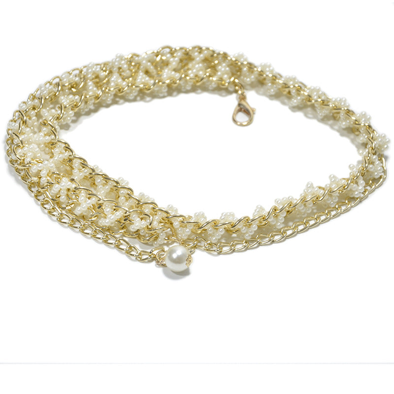Pearl waist chain trouser chain