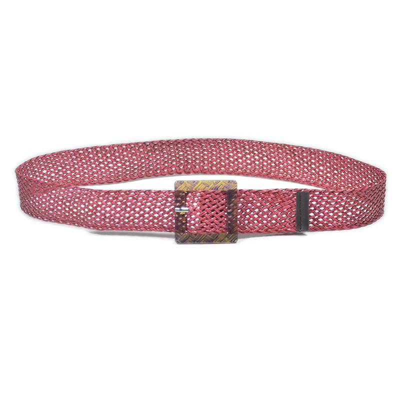 Pin buckle braided belt women