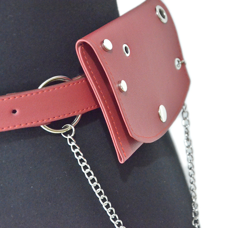 satchel belt punk denim imitation leather