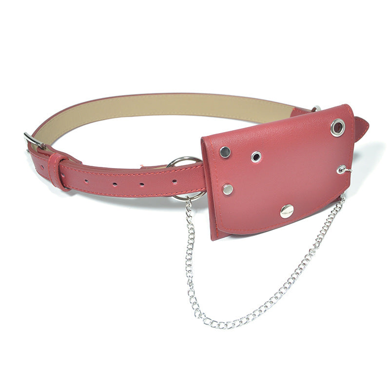 satchel belt punk denim imitation leather