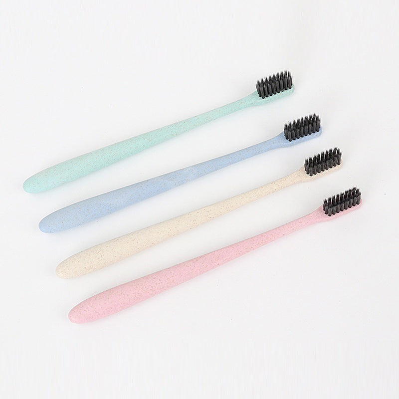 Cepillo de dientes de cerdas suaves de paja de trigo y carbón de bambú