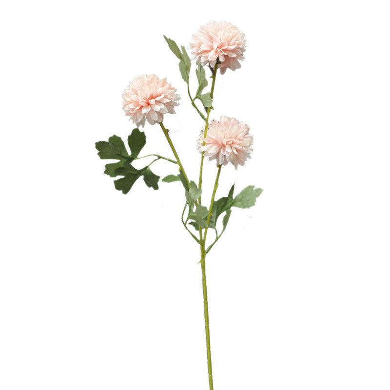 Flor artificial crisantemo esférico de tres cabezas.