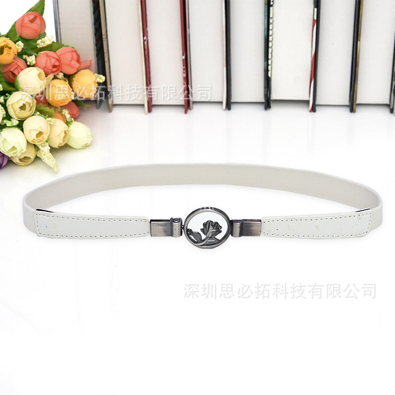 Rose imitation leather retro belt