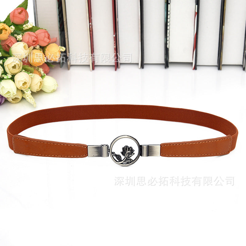Rose imitation leather retro belt
