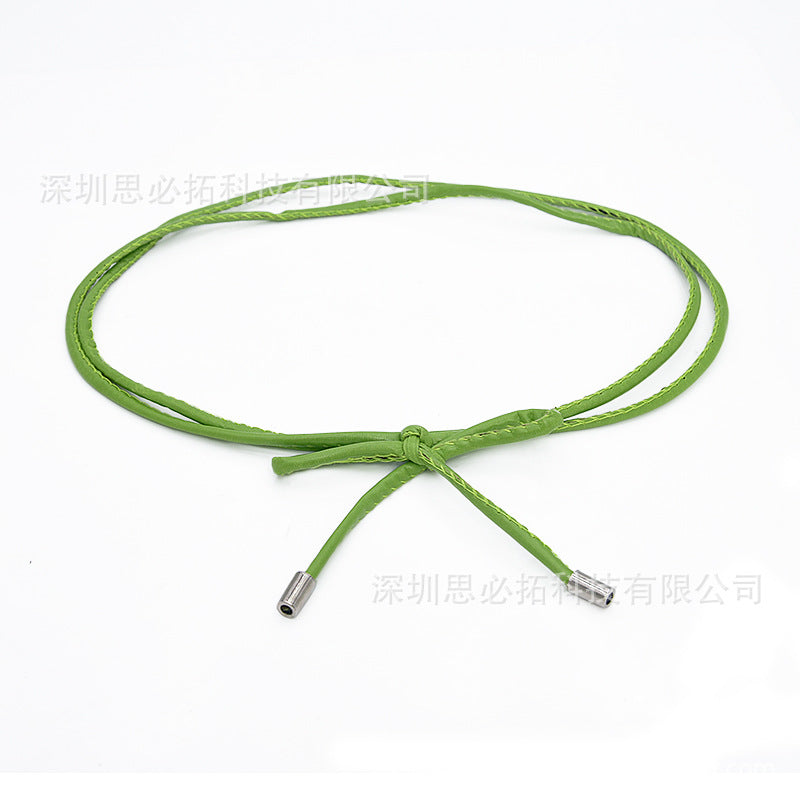 Sheepskin leather knotted rope strap belt