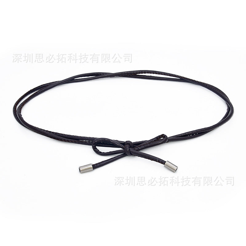 Sheepskin leather knotted rope strap belt