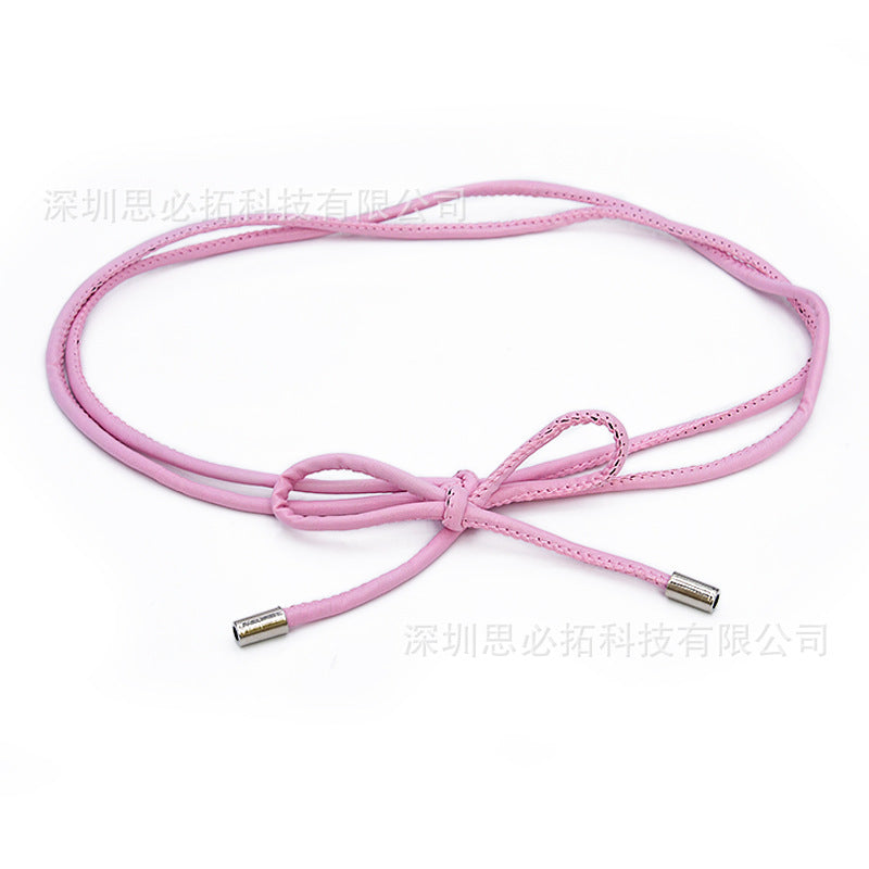 Sheepskin leather knotted rope strap belt