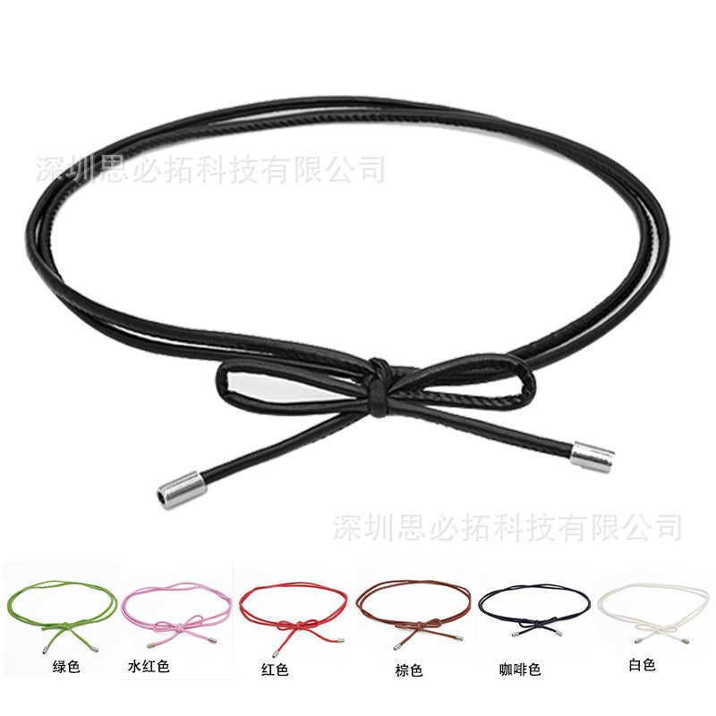 Sheepskin leather knotted rope strap belt