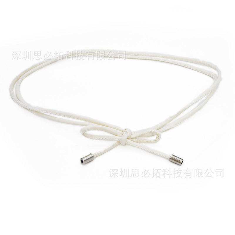 Sheepskin leather knotted rope strap belt