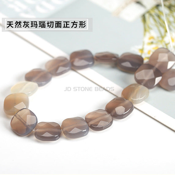 Cuentas sueltas cuadradas de ágata cristalina de 12 mm