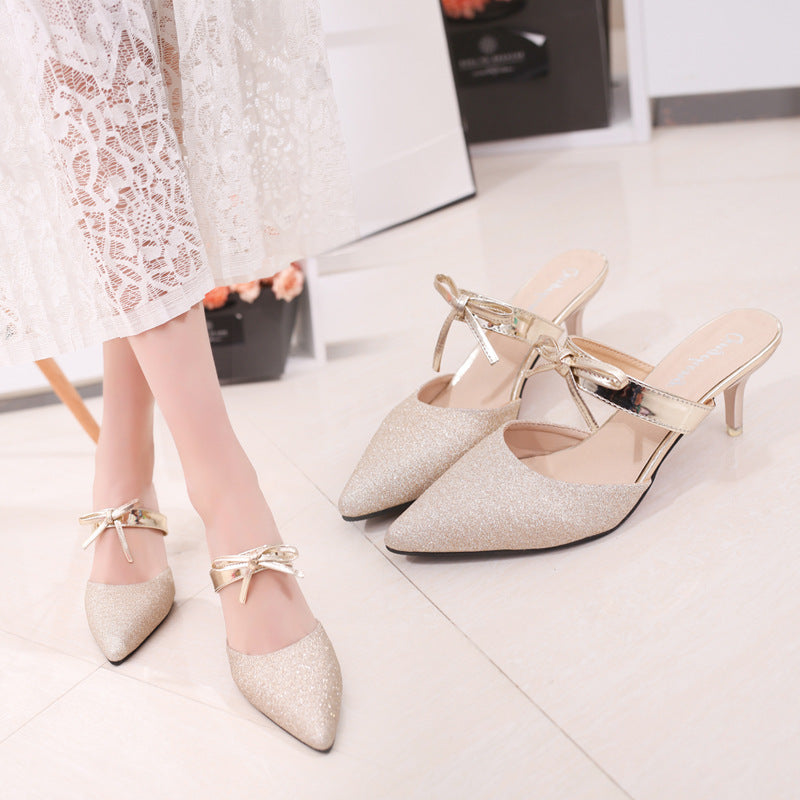 Sequined Ribbon Women's Sandals