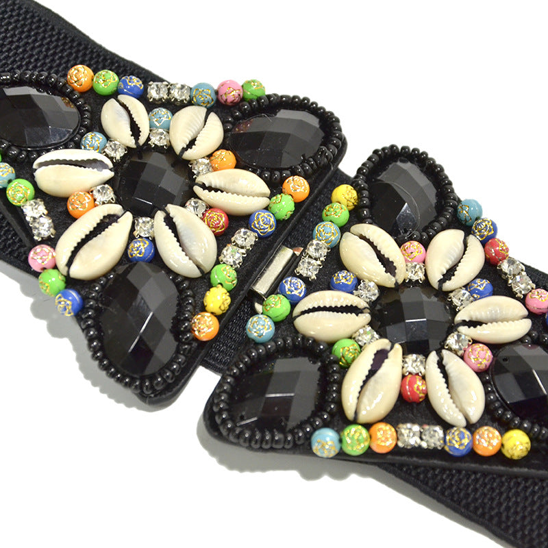 Rice bead string sewn women elastic waist seal