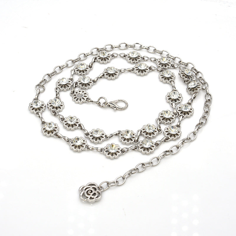 Shiny rhinestone waist chain, versatile