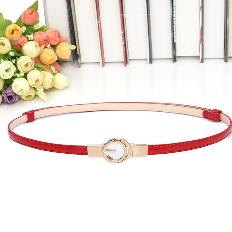 Patent leather women's thin belt