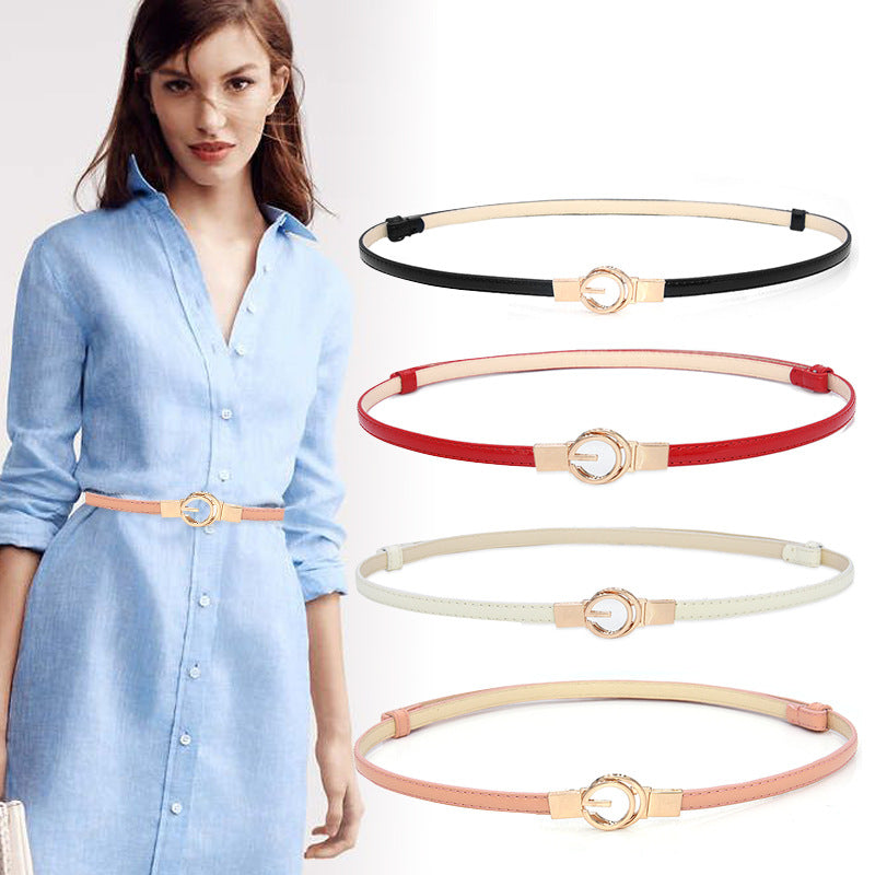 Patent leather women's thin belt