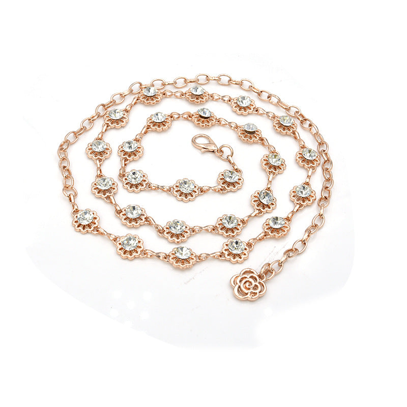Shiny rhinestone waist chain, versatile