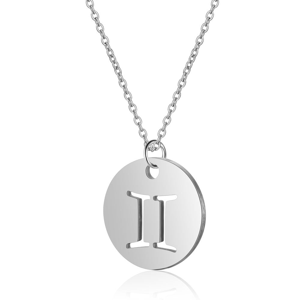 Twelve constellations titanium steel necklace