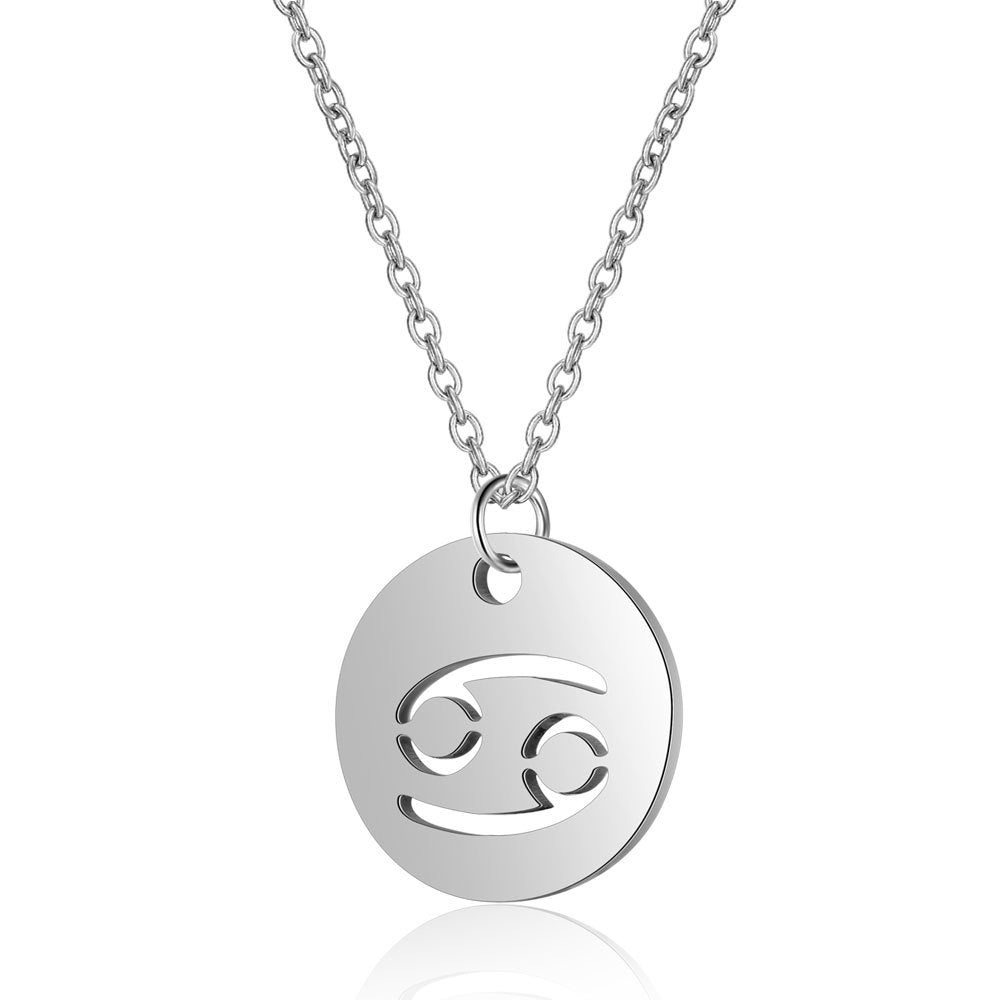 Twelve constellations titanium steel necklace