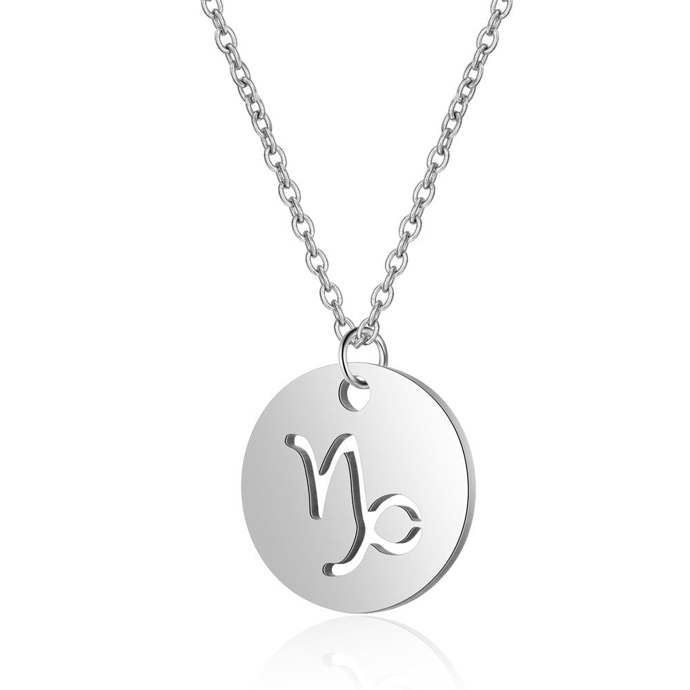 Twelve constellations titanium steel necklace