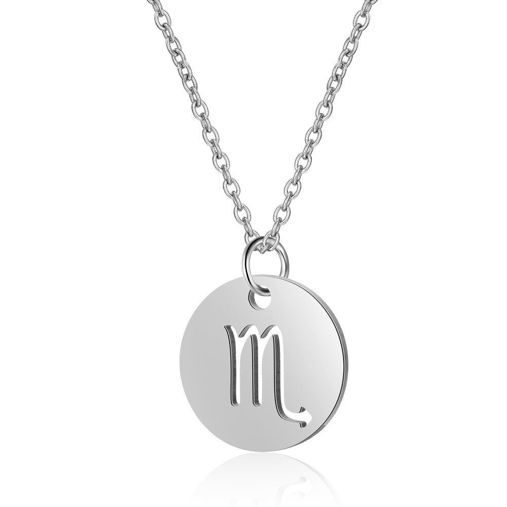 Twelve constellations titanium steel necklace