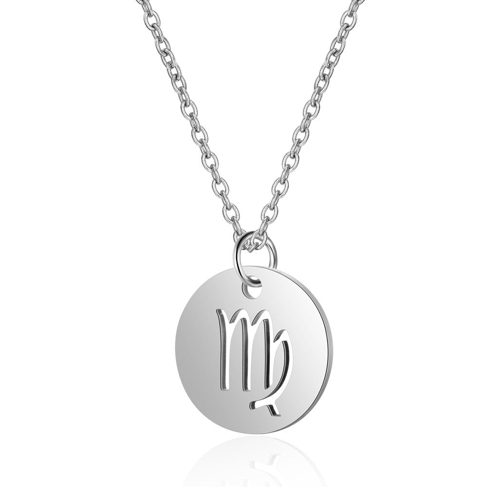 Twelve constellations titanium steel necklace