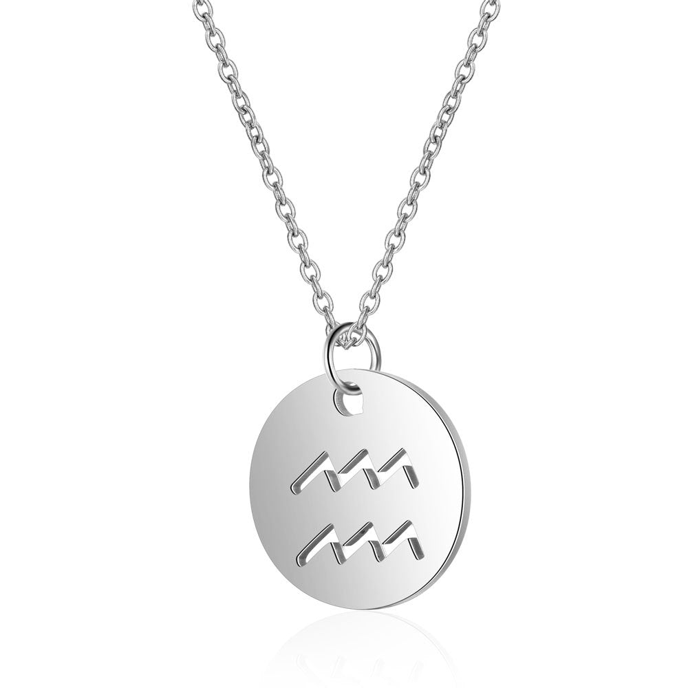 Twelve constellations titanium steel necklace