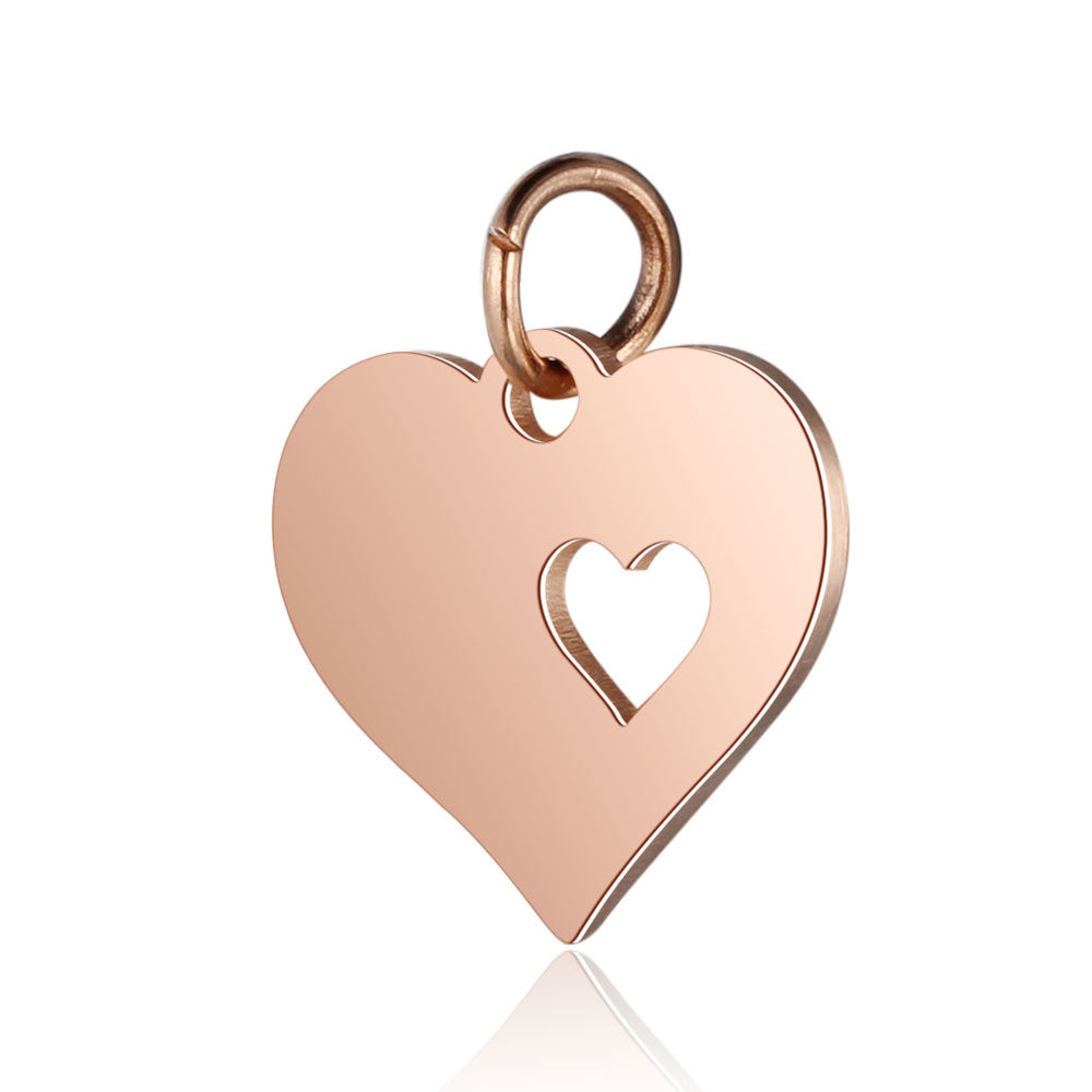 Colgante de acero inoxidable con forma de pata de perro y corazón de melocotón