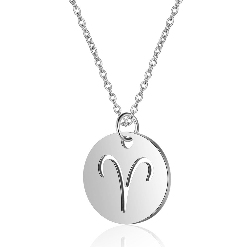 Twelve constellations titanium steel necklace