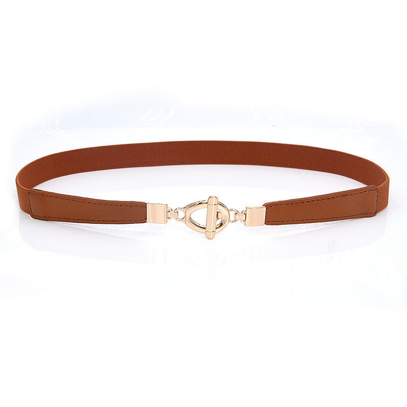 Faux leather retro gold buckle belt