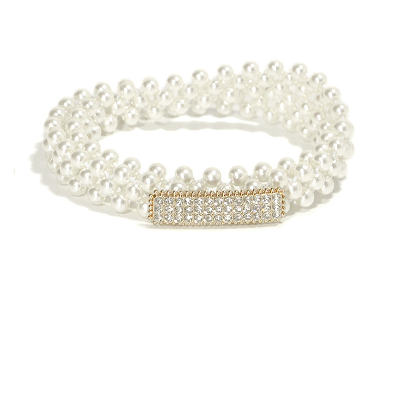 Pearl thin waist chain fashionable rhinestone inlay