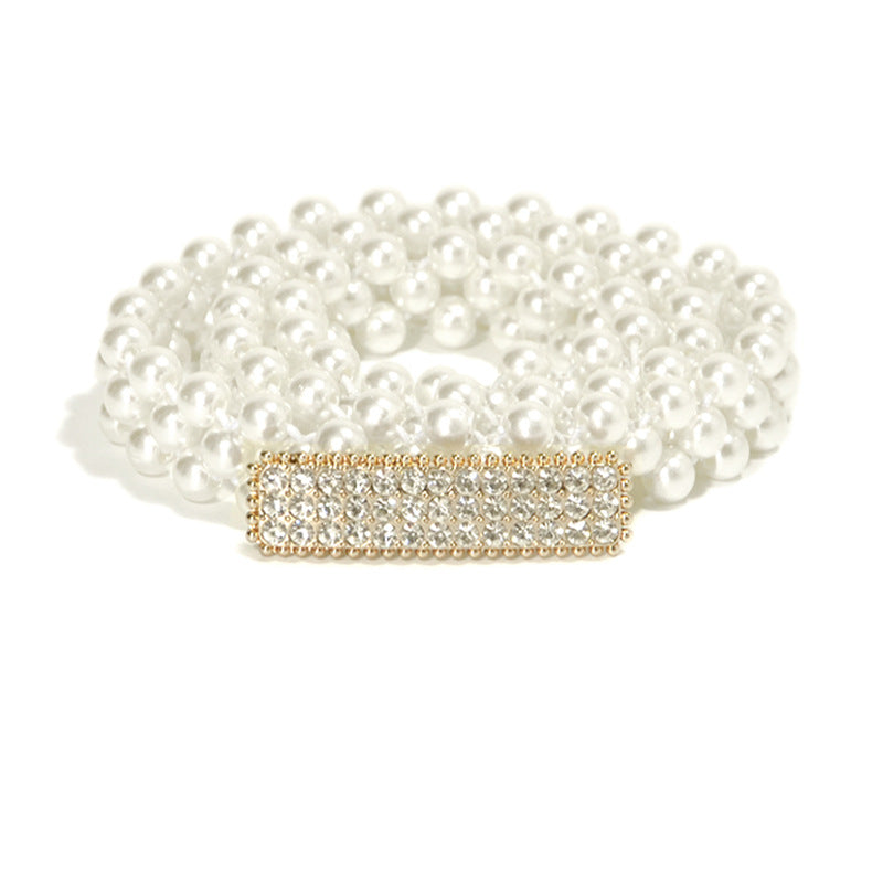 Pearl thin waist chain fashionable rhinestone inlay