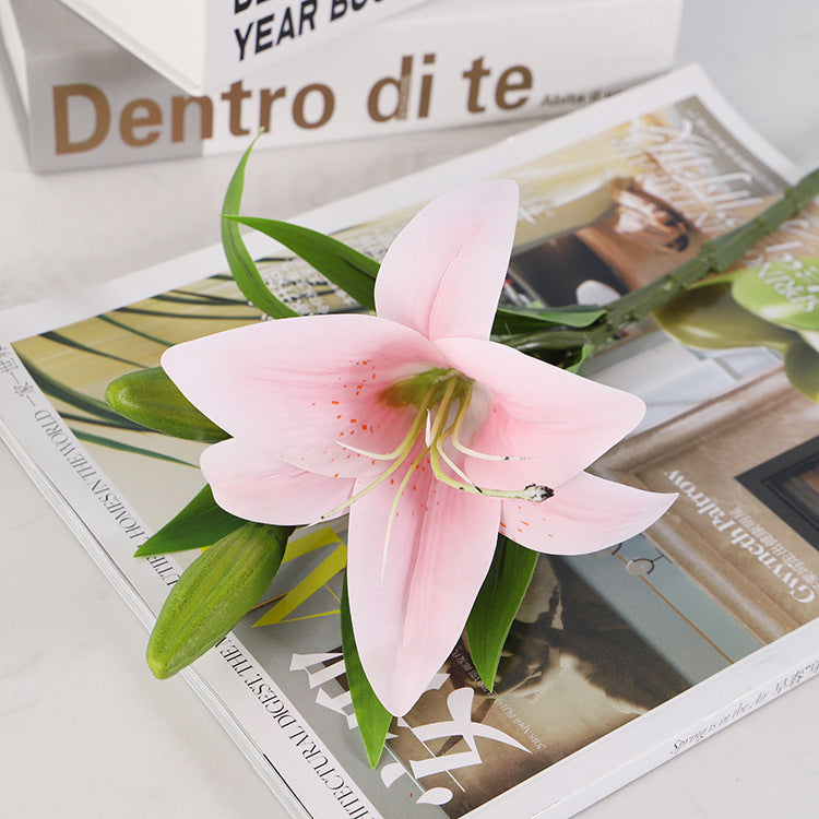 3 mini lily flower hand-feel film artificial flower