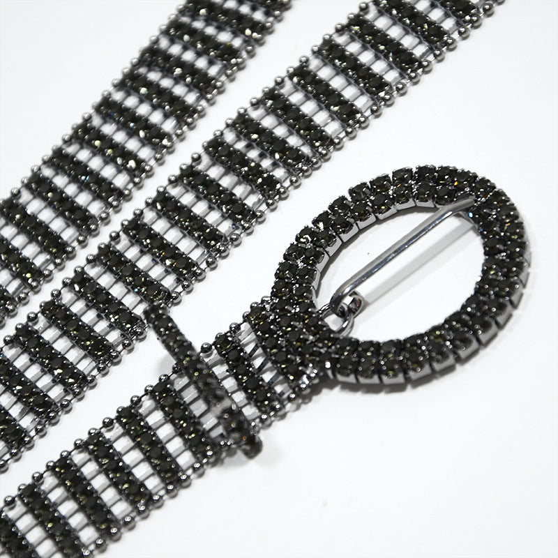 Round buckle rhinestone thin waist chain wholesale