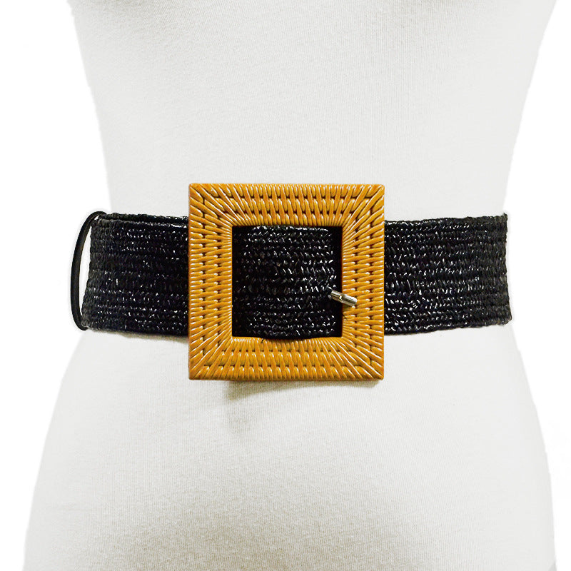 Plaid elastic woven belt