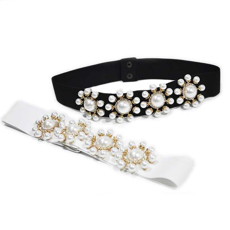Pearl inlaid elastic elastic waist seal