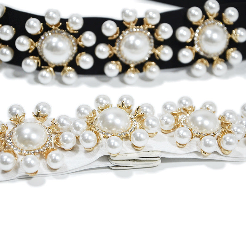 Pearl inlaid elastic elastic waist seal