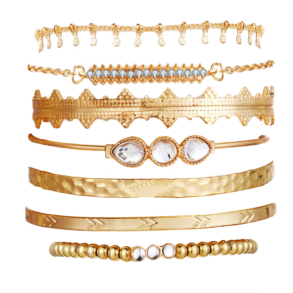 7-Piece Punk Diamond Bracelet Set