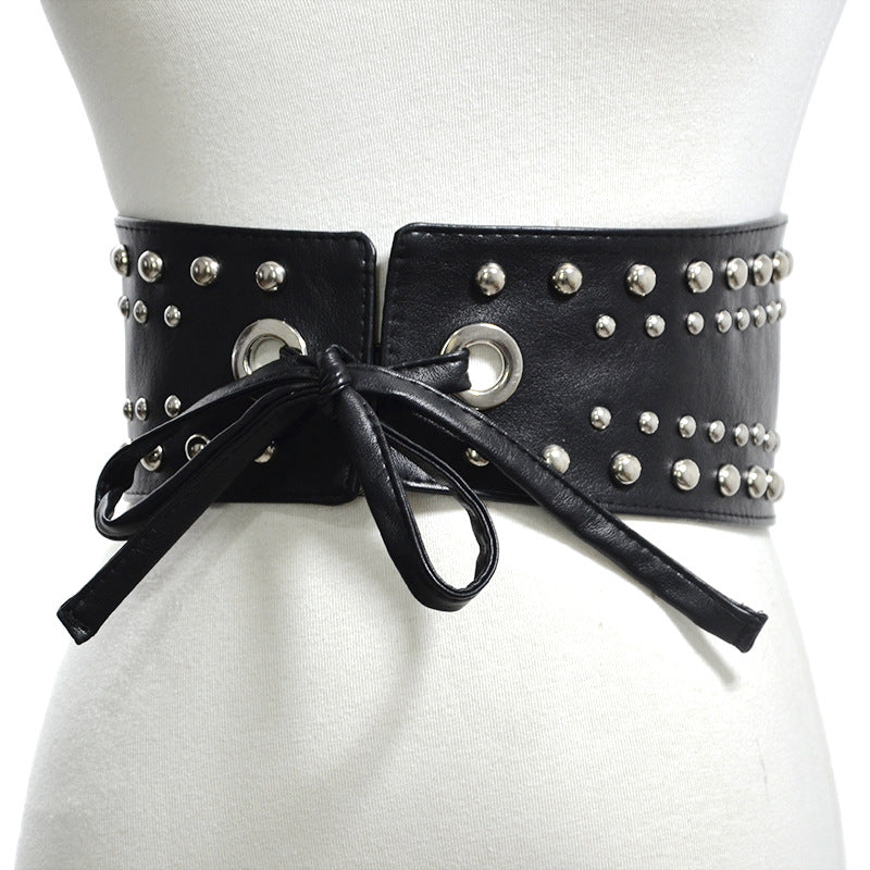 Punk rivet inlaid strap waist seal