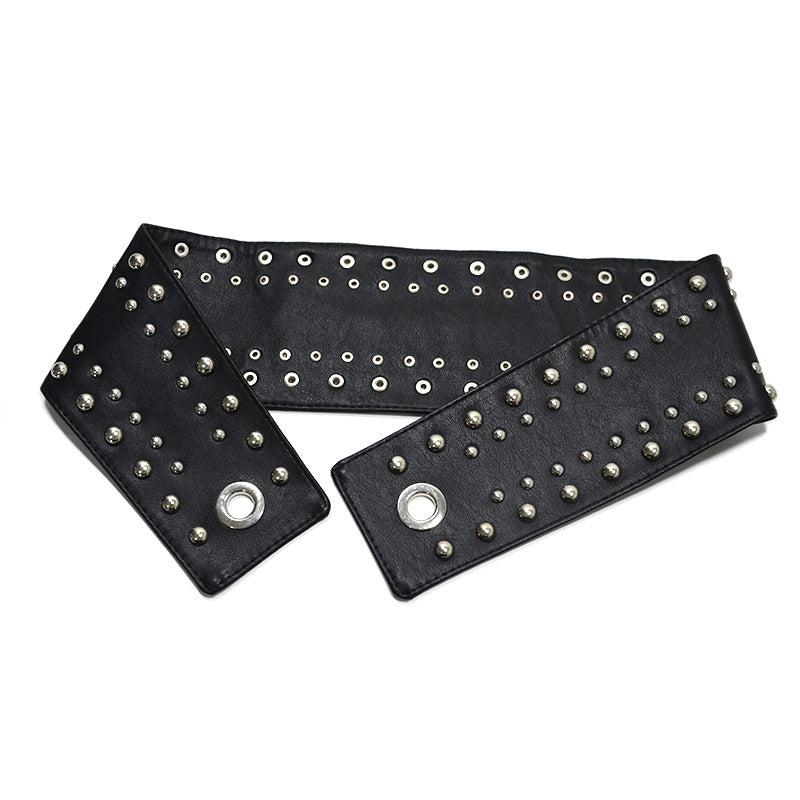 Punk rivet inlaid strap waist seal
