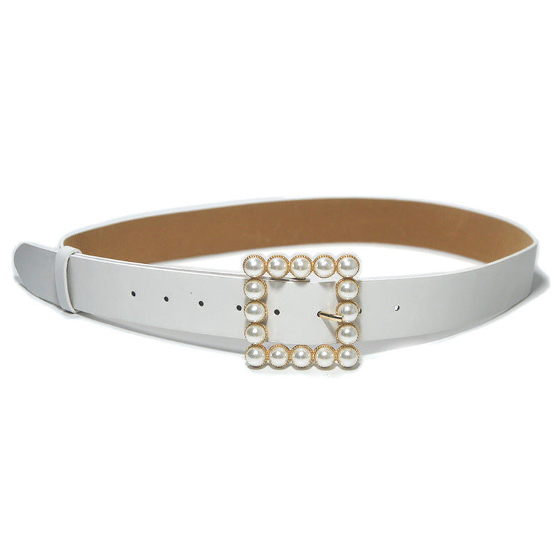 Rhinestone generous buckle wide belt
