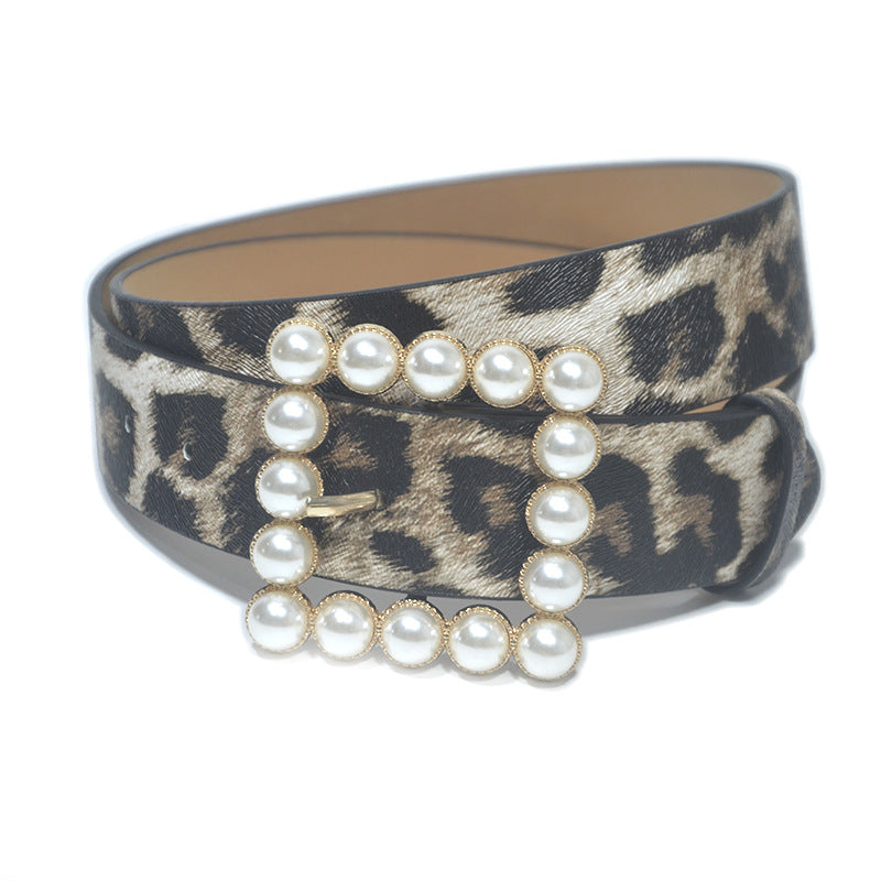 Rhinestone generous buckle wide belt