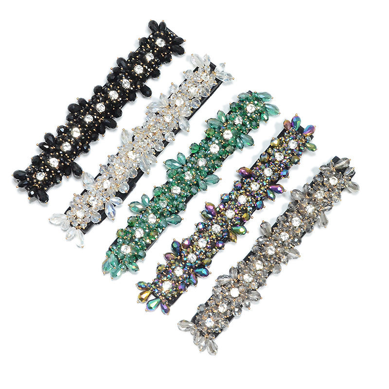 Rhinestone inlaid rice bead belt