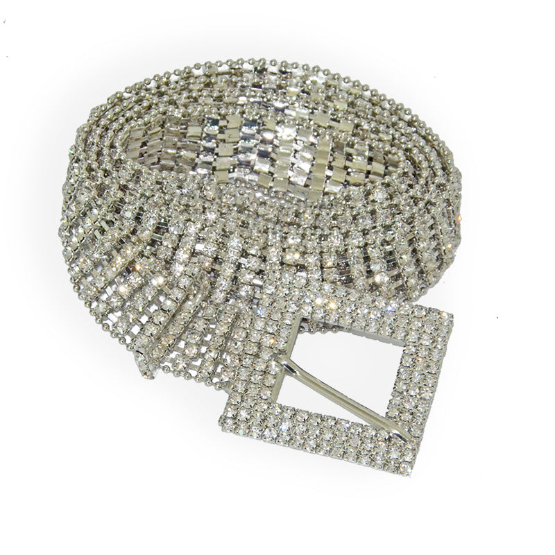 Round buckle rhinestone thin waist chain wholesale