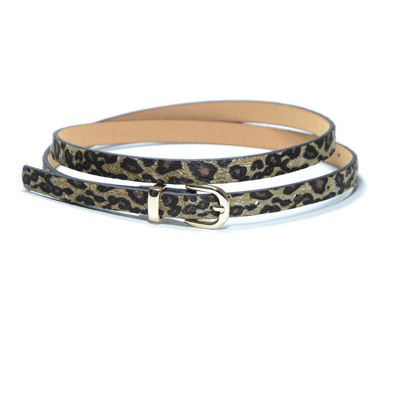 Horse hair suede pin buckle thin belt