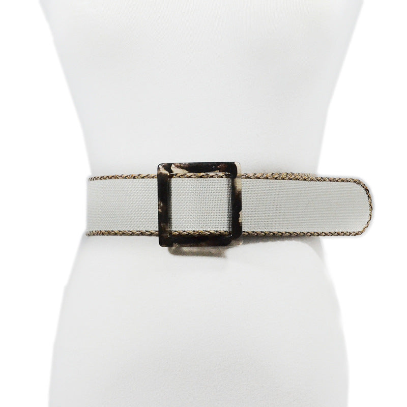 Plaid woven wide belt