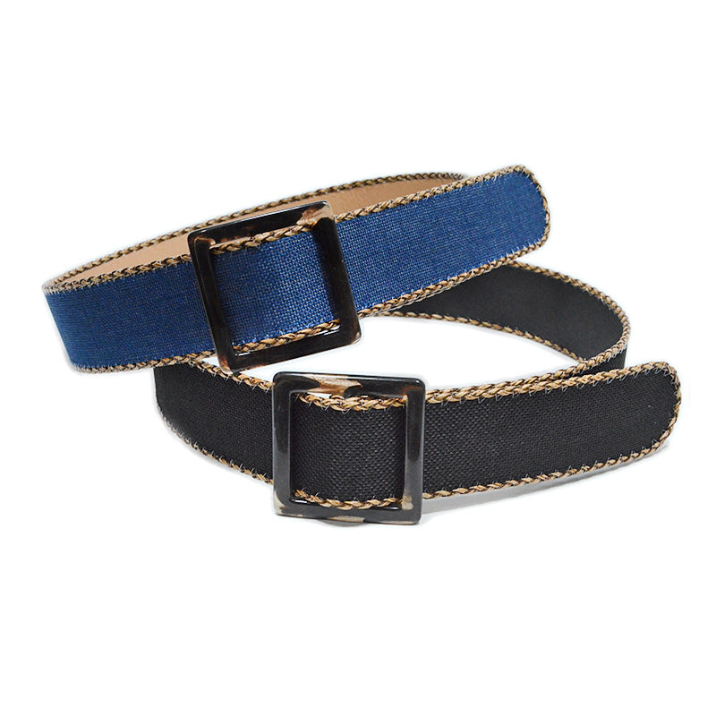 Plaid woven wide belt