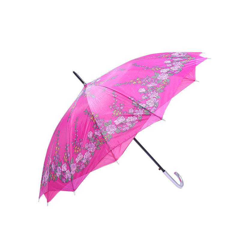 Paraguas de doble capa estilo chino para mujer, resistente a la lluvia y al sol