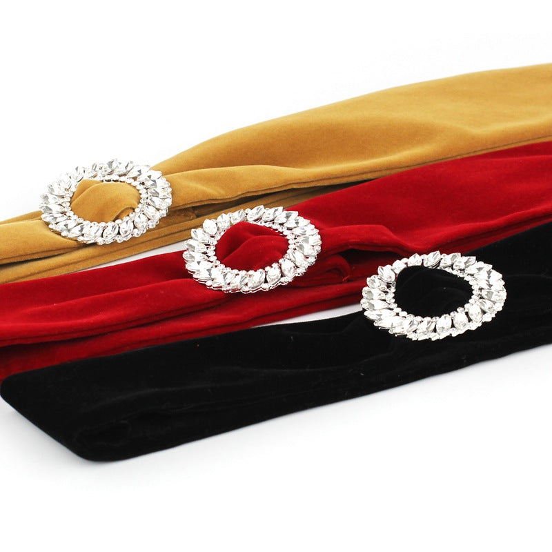Rhinestone buckle belt woman